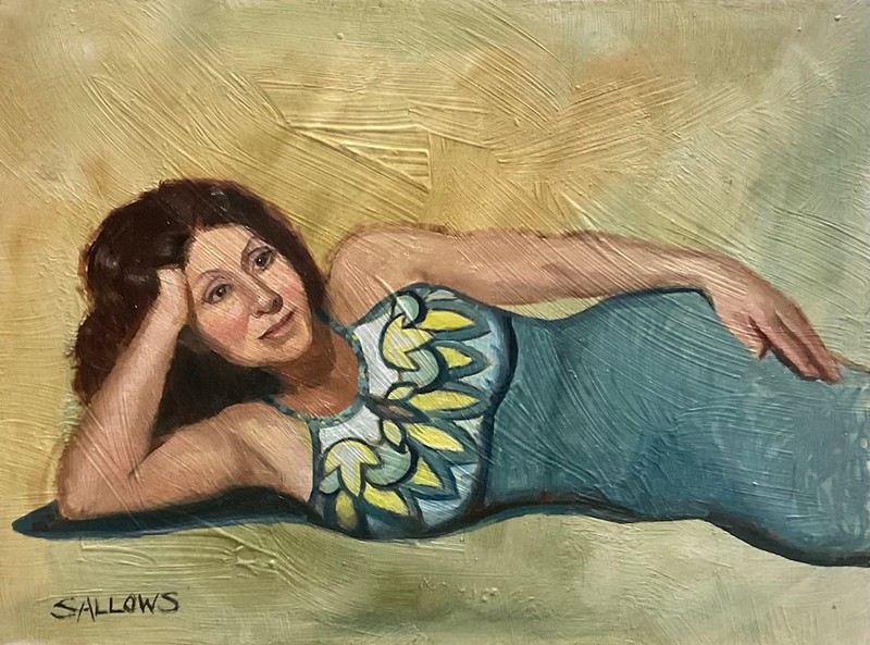 Original Art Oil Portrait Alla Prima Reclining Woman 11x14 Sallows