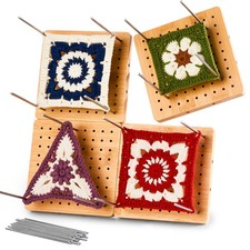 4-Pack 4.7" Crochet Blocking Boards with 25 Steel Pins Pegs, Assembles Bamboo