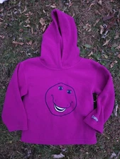 Vintage Barney Purple Dinosaur Toddler Purple Fleece Hoodie Size 5T Sweatshirt