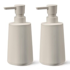 ZUXZMJ Beige 2-Pack Hand Soap Dispensers Pump No-Rust Refillable Bathroom Kitche