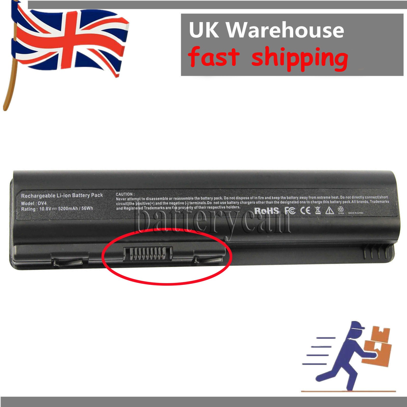 DV4 Battery for HP Compaq Presario CQ40 CQ60 CQ61 CQ70 CQ71 484170-001 G61 G50