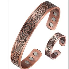 Pure Copper Magnetic Therapy Bracelet Double Strong Arthritis Pain Relief Men