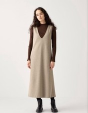 UNIQLO Beige Brushed Jersey Jumper Skirt M Recycled Polyester Used