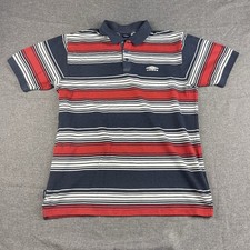 Umbro Polo Shirt Mens Size M Red Blue Striped Cotton Short Sleeve Casual City