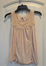 Women's Maurices Cream Crochet Yoke Tank - Soft Cream Sleeveless Top Size Med