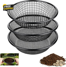 3PCS Soil Sifter Set 1/4 1/6 1/9 Mesh Compost Dirt Screen for 5 Gallon Bucket