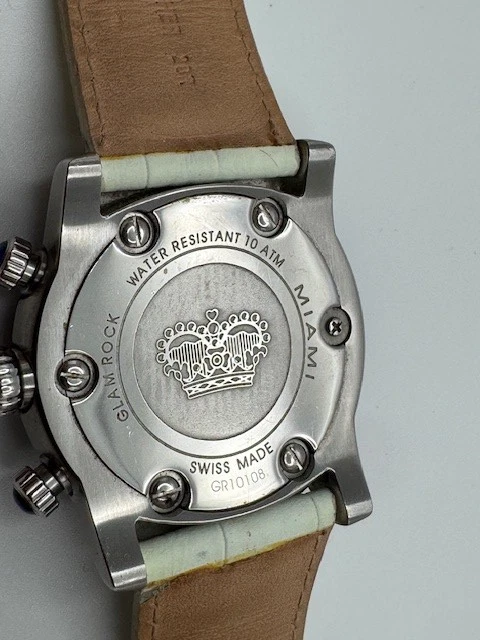 Glam Rock Miami GR10108 Swiss Chronograph Diamond Bezel Quartz Watch New Battery - image 4 of 4