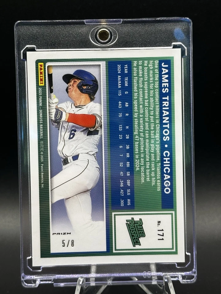 2025 Donruss Baseball FOTL James Triantos /8 Blue Glitter Optic FOTL Cubs - Image 2 of 2
