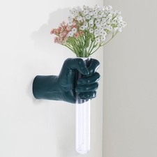 XYQXYQ Green Hand Wall Sculpture Vase - Modern Art Decor, Wall Mount Planter