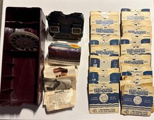 Vintage Sawyer  s View-Master Model C Bakelite Viewer Maroon Box Lot w/ 77 Reels