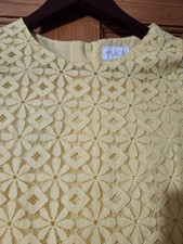 The Childrens Place Girls Dress Sz L 10-12 Yellow Floral Lace Lined Short Sleeve