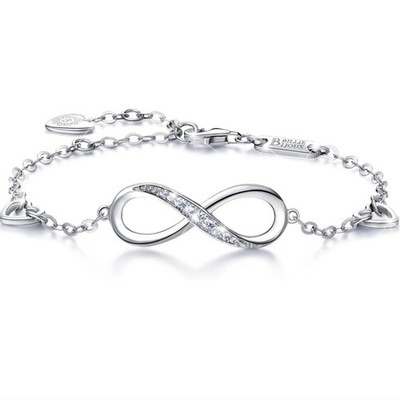 Billie Bijoux Womens 925 Sterling Silver Infinity Love Symbol Charm Bracelet NEW