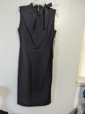 Calvin Klein dress 4 black zipper back bow neck Beautiful Casual work business