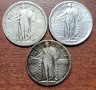 (3) Early Standing Liberty 25c (2) 1917 Type I & (1) 1918 Toned