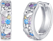 Paw Print Earrings for Women 925 Sterling Silver Pet Dog/Cat Huggie Hoops Cute A