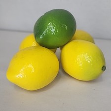 5 Vintage Lemons Artificial Realistic Textured Fake Fruit Staging Props Home
