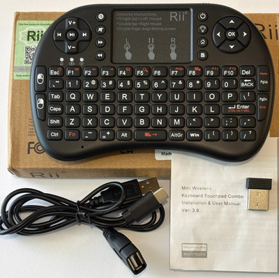 New Genuine Rii RT-MWK08+ Mini Wireless Keyboard Black
