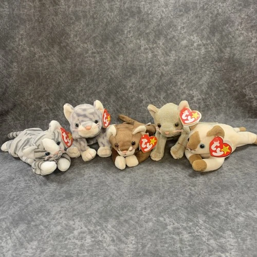 TY Beanie Baby Cats Lot Of (5) Vintage Plush Collectibles All W/Tags