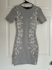 French Connection Gray and White Floral Mini Dress