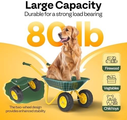 Kids Wheelbarrow Children Garden Cart with Toddler Gardening Tool Set Child Whee - Afbeelding 5 van 7