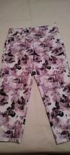 Anko Women's 3/4 Length Leggings side Pockets 16 Pink Floral Excellent Condition