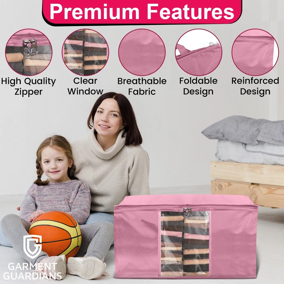 90Lclothes storage bags with zips Large Bedroom Bedding Storage Box Collapsible - Image 3 of 4