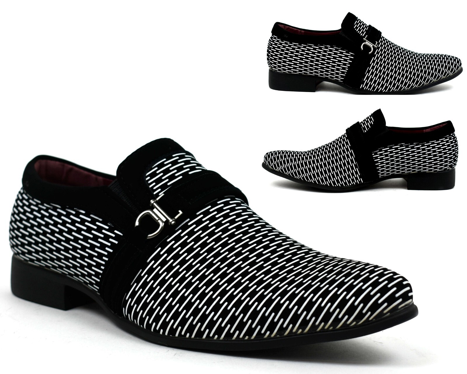 BOYS BLACK SHOES KIDS TWO TONE SLIP ON WEDDING PARTY FORMAL OUTDOOR UK