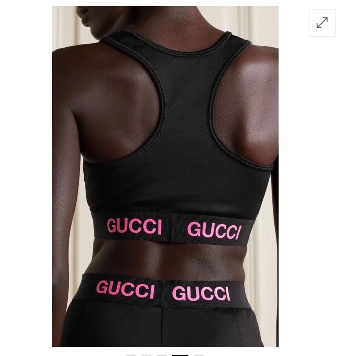Gucci GG Logo Tape Cotton-blend Jersey Sports Bra XXS UK