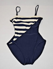 Vintage Swimsuit Oscar de la Renta Size 8 S/M 80s 90s Sailor Stripe Slimming