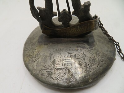Vintage  Pewter PRESENTATION TOP  Award- READING PENN 1873 HARMONY 5 INCH