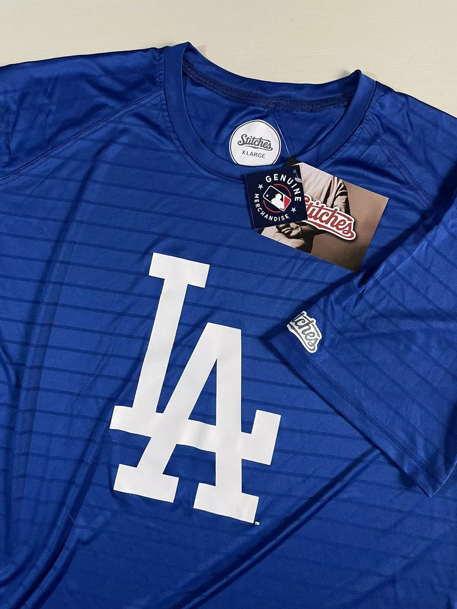Stitches MLB Los Angeles Dodgers Team Logo Blue Polyester SS Shirt Men Size  XL