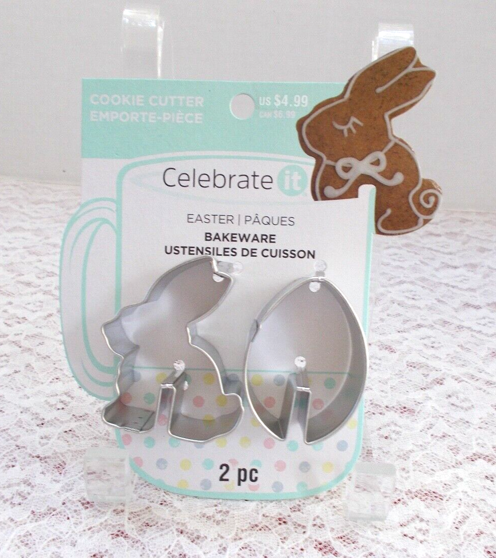 2 Piece Celebrate It Bakeware Small Metal Easter Cookie Cutters