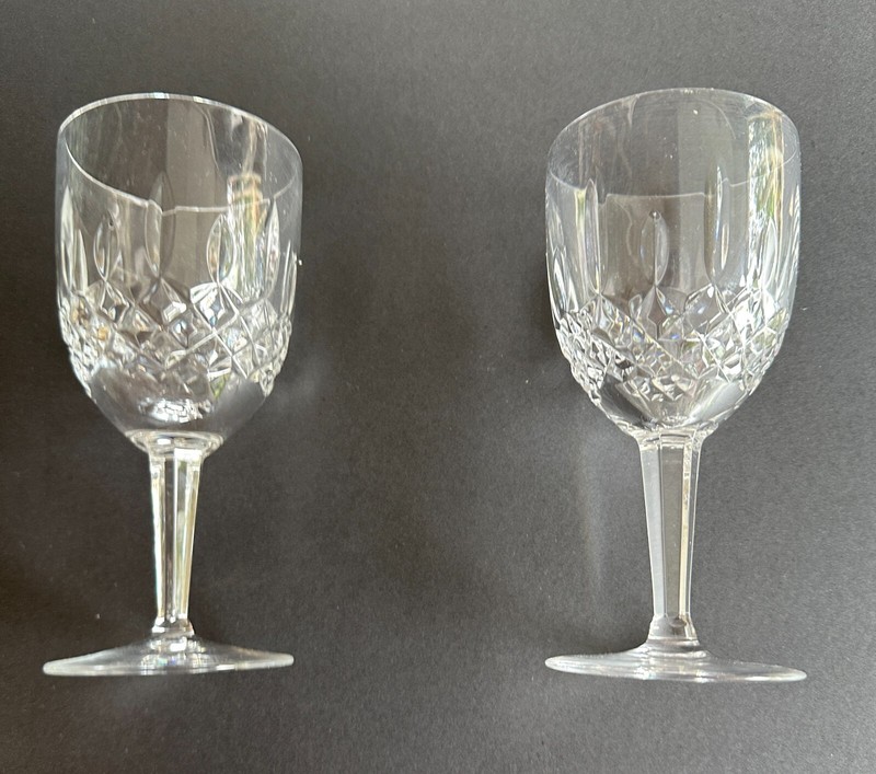 VTG Set 2 Crystal Clear Cut Wine Glasses Goblet Style Claret Wine Karen SPODE