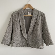 Baum Und Pferdgarten Short Jacket Size 38 Uk 12 Grey Lace 3/4 Sleeves Collar