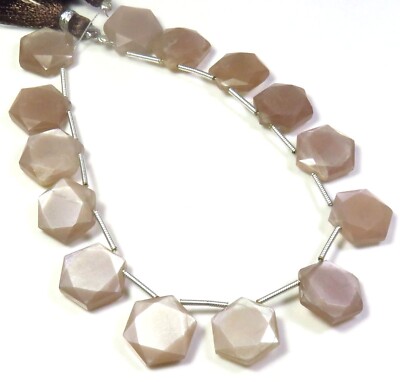 Natural Brown Gems Beads Moonstone 12 mm Hexagon Faceted Beads 8Inch DIY GV-2859