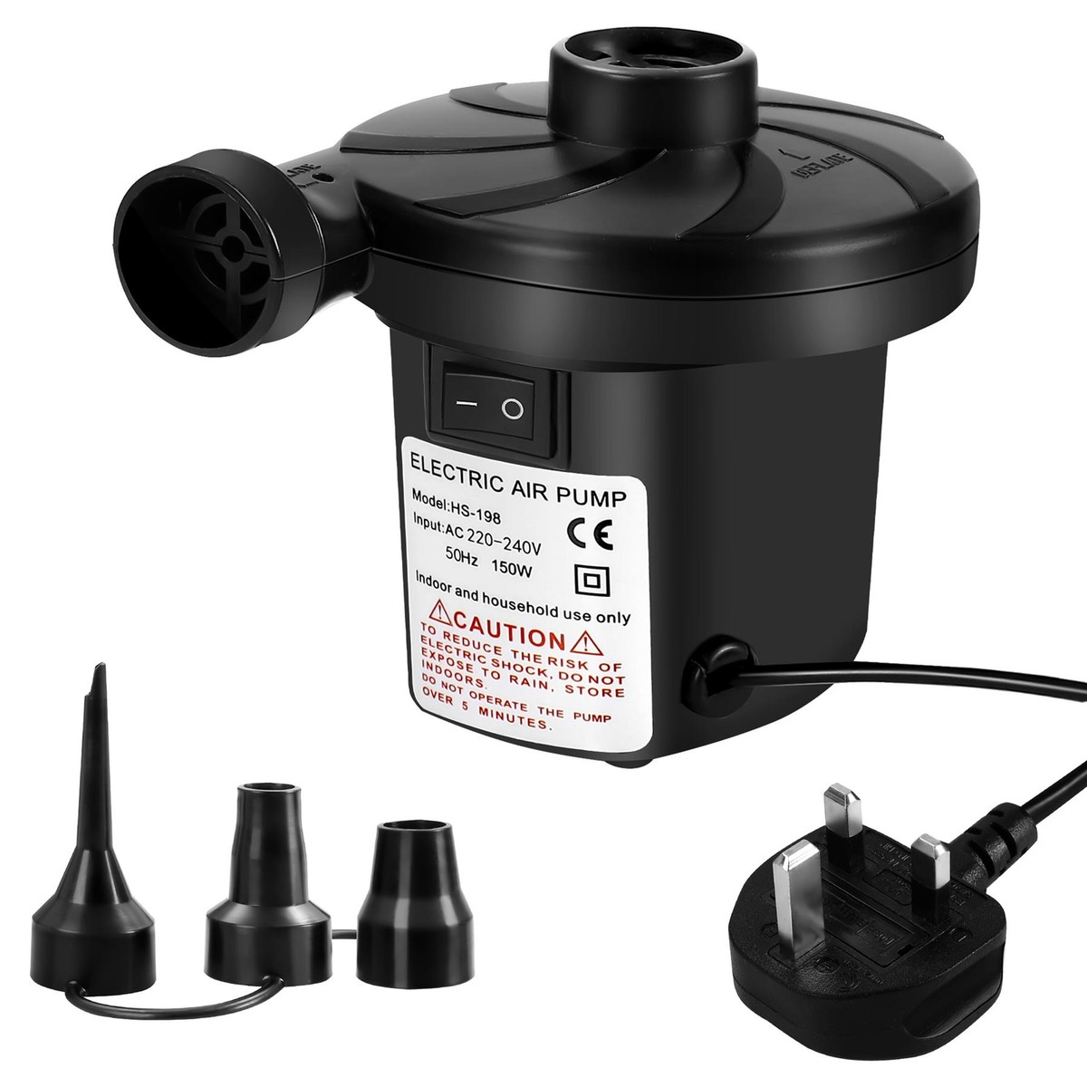 Electric Air Pump with Nozzles Inflator Deflator Sofa Mattress