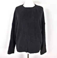 Zara Knit Black Cropped Jumper Size Large Soft Fuzzy Feel Minimalist Basic