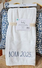 NEW White Soft Plush RAE DUNN Baby Boy Girl Blanket BORN 2025 ~Nice Shower Gift!