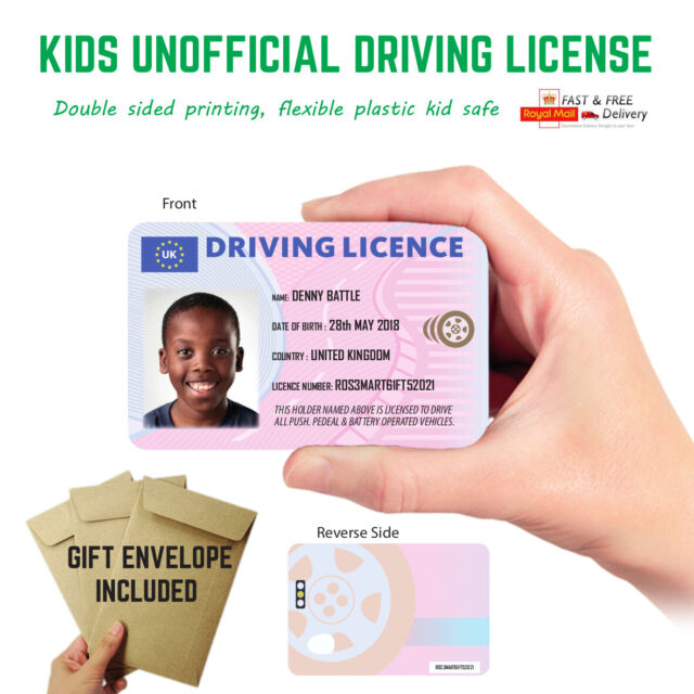 Kid's Personalised Driving Licence - Novelty Ride-On Toy Car Bike Cute License