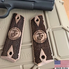 USMC Diamond Check Walnut 1911 Grips Full Size / Commander - Made in the USA