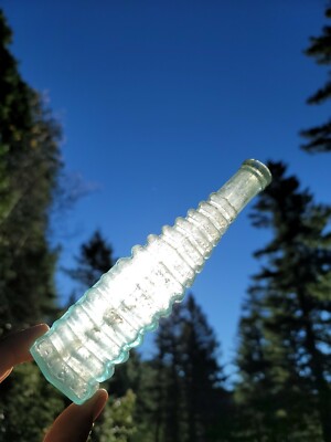 1880's Six Sided Blue Aqua Peppersauce Bottle ERD & CO. PAT 1874 Food Bottle!