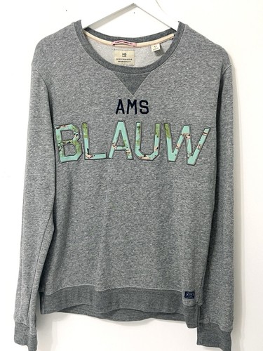 Scotch & Soda Sweatshirt Size Large L Long Sleeve Mens Grey Turquoise Amsterdam - Picture 3 of 10