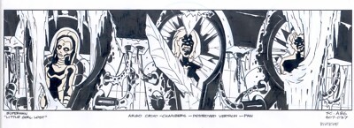 SUPERMAN ANIMATED Warners production design ORIGINAL 8 x 17'' art by Paul Rivoche