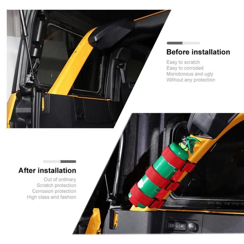 For 2021-2024 Ford Bronco Red Adjustable Roll Bar Fire Extinguisher Mount Holder - Foto 7 di 10