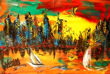 MANHATTAN Modern Abstract     Original Oil Painting  IMPRESSIONIST NES3RG