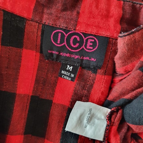 GUC Size M 8 10 womens ICE design tab sleeve button up shirt tie back - Picture 2 of 5