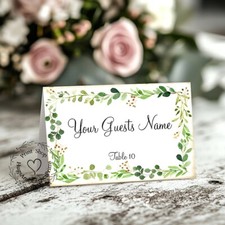 RUSTIC EUCALYPTUS HERBS FRAME TENT STYLE WEDDING PLACE CARDS or TABLE CARDS 399