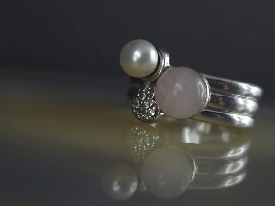 Ring Silber 925 Perle Rosenquarz Zirkonia 18,5 mm Herz Esprit hinreißend silver - Bild 4 von 4