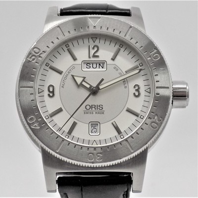 ORIS BC3 Big Crown Day Date  Automatik Uhr Edelstahl Gehäuse Lederarmband