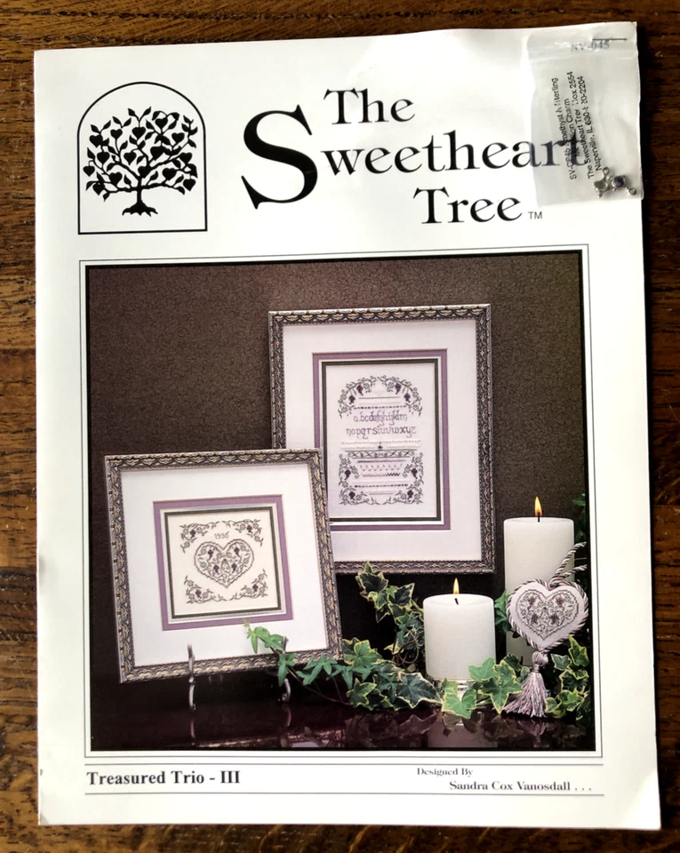 Treasured Trio - III Grapes Sweetheart Tree Cross Stitch Chart -- Charms incl. - Image 2 of 3